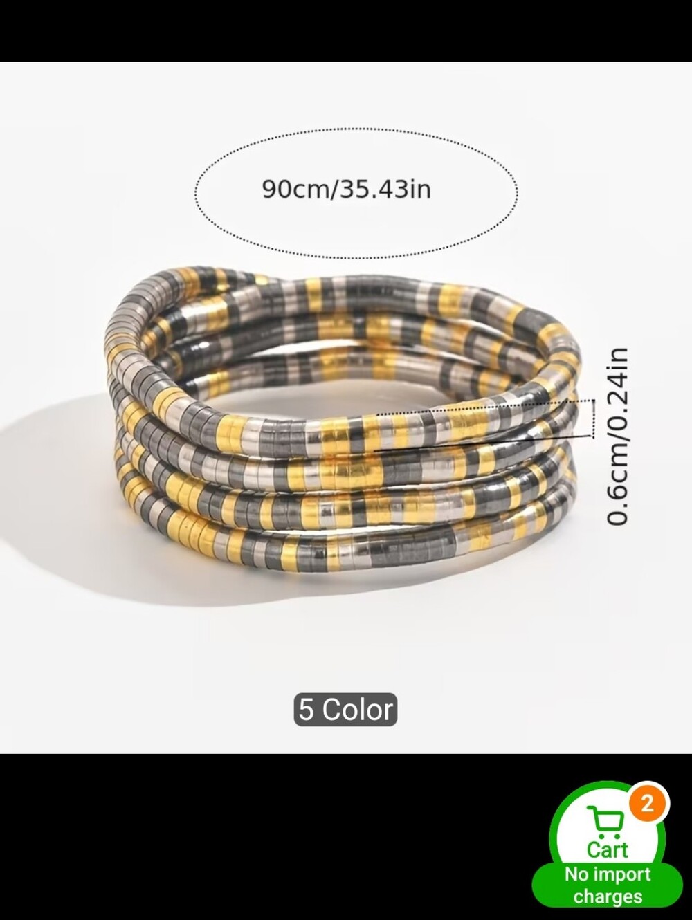 Source Unknown Gold/Silver Adjustable Coil Bracelet - Picture 9 of 12